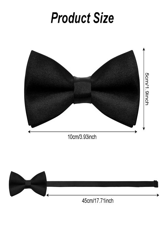 Bskifnn Kids Bow Ties Solid Color Satin Bow Tie for Child Boys Toddlers Wedding Party Dress up (Black, kids) - Image 2
