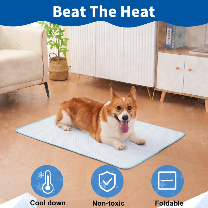 EursurePet Dog Cooling Mat,Cooling Mat for Dogs, 35"x23" Cats Cooler Pad, Premium Pets Cool Bed for Crate Kennel, Indoor Cats Cool Sleeping Bed, Q-MAX >0.45, Pets Cool Pad for Summer (Large - 35*23 In) - Image 2