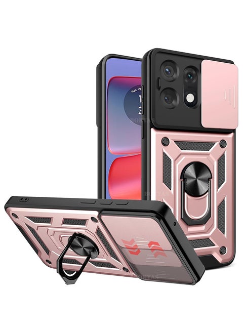 Motorola Edge 50 Pro 5G Case, Case with Slide Camera Cover Heavy Duty Military Grade Shockproof Magnetic Ring Holder Kickstand Case for Moto Edge 50 Pro