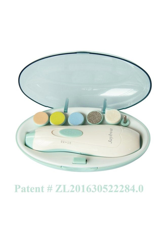 Jaybva (Light Green) - Baby Nail File Electric Nail Trimmer - Safe Baby Nail Clippers for Newborn Children Toddlers with LED Light - Image 2