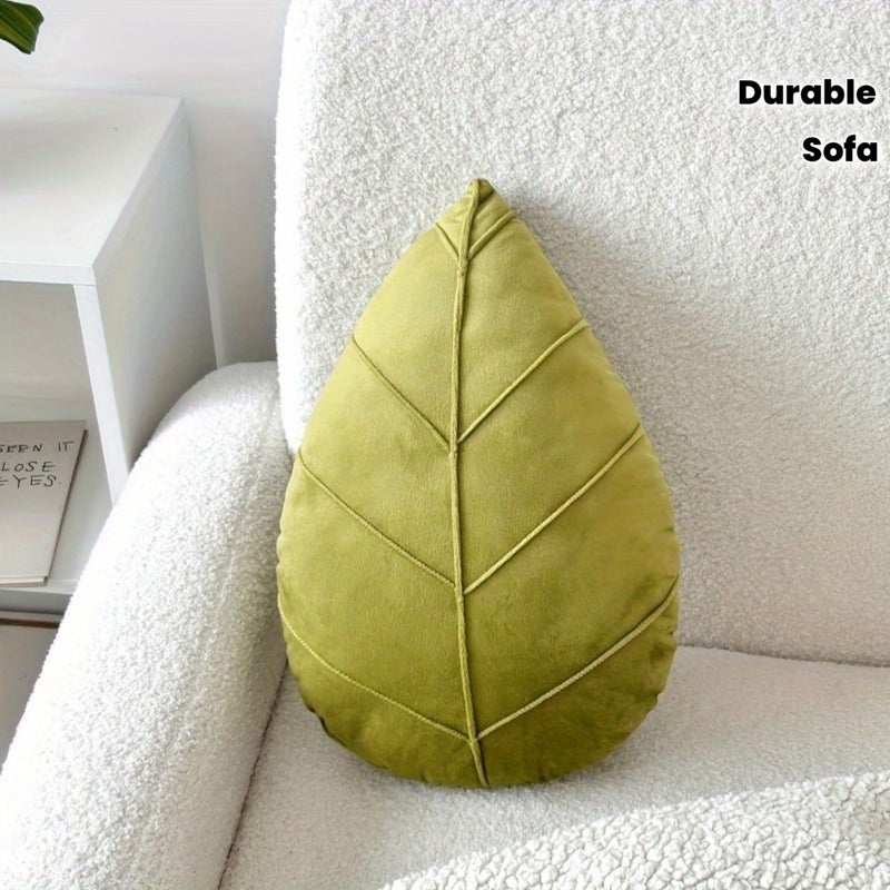 وسادة رمي خضراء طرية بأسلوب كلاسيكي على شكل ورقة نباتية لديكور غرفة المعيشة الخيالية - Image 1