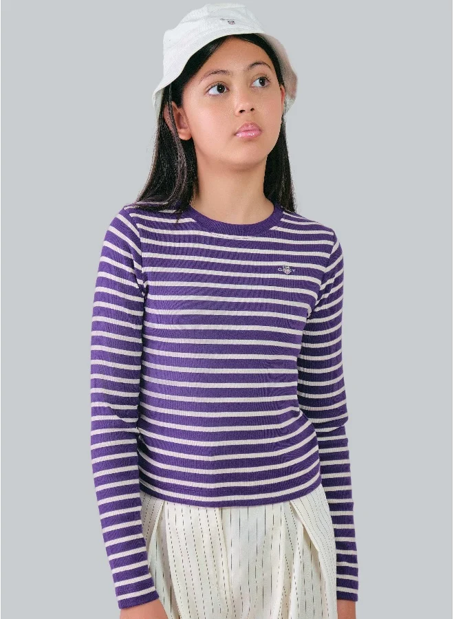 GANT Teen Girls Shield Striped Rib Top