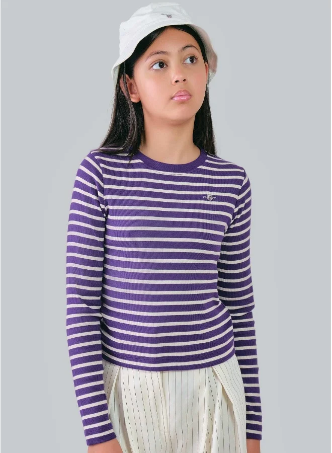 GANT Teen Girls Shield Striped Rib Top