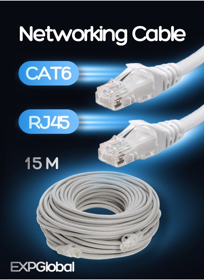 إكسبجلوبال - كبل إيثرنت UTP CAT6، 2xRJ45، 8 أسلاك × 0.4 مم، أبيض، 15 متر - Image 1
