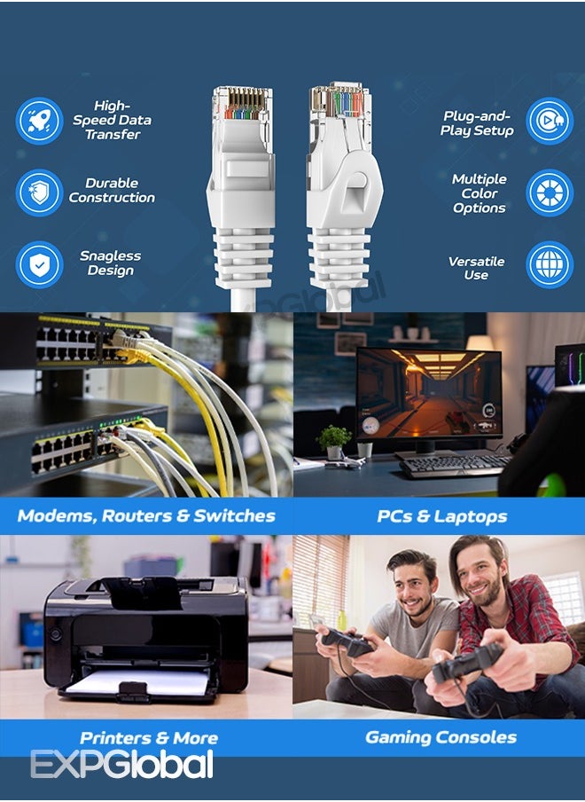 إكسبجلوبال - كبل إيثرنت UTP CAT6، 2xRJ45، 8 أسلاك × 0.4 مم، أبيض، 15 متر - Image 1
