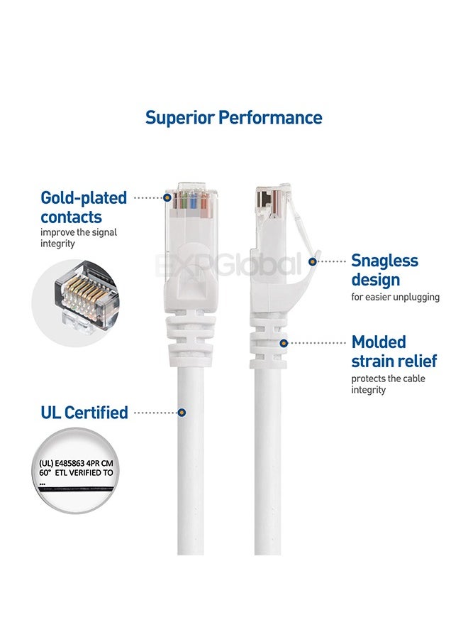 إكسبجلوبال - كبل إيثرنت UTP CAT6، 2xRJ45، 8 أسلاك × 0.4 مم، أبيض، 15 متر - Image 1