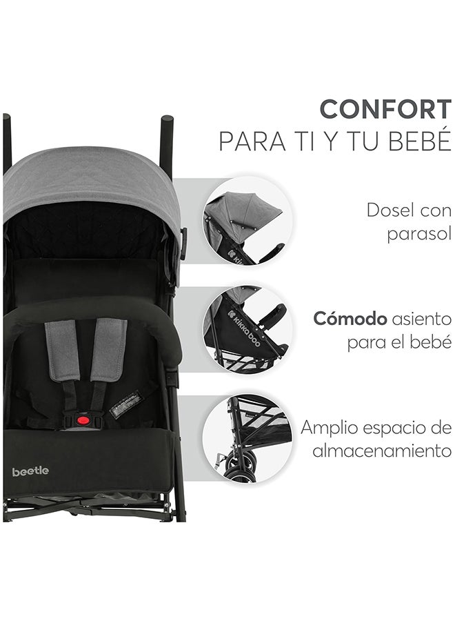 KIKKABOO Steel Frame Pushchair Basket Removable Front Wheels Black - Image 5