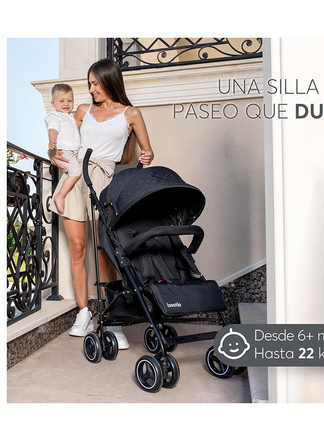 KIKKABOO Steel Frame Pushchair Basket Removable Front Wheels Black - Image 4