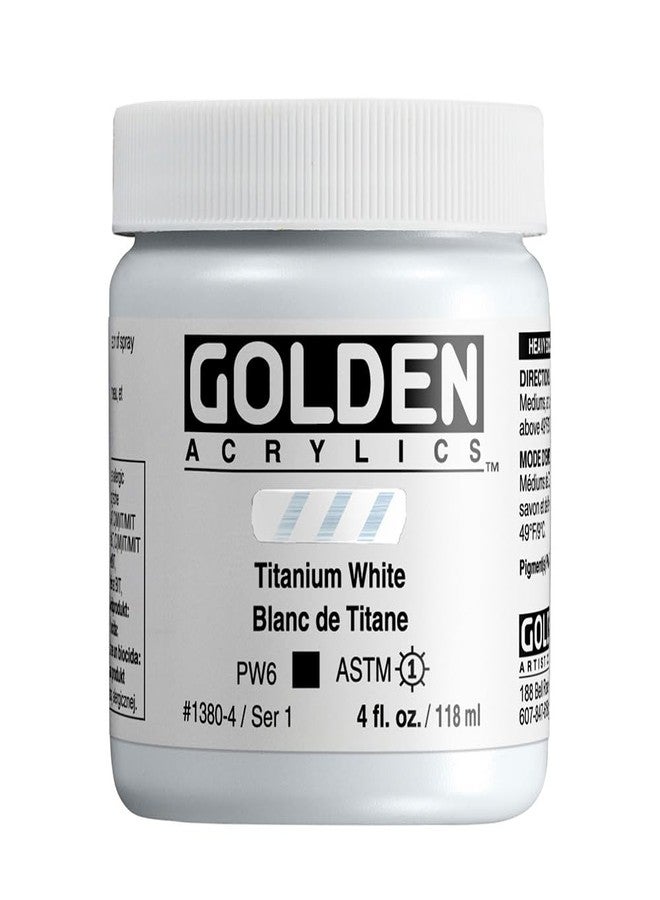 GOLDEN Heavy Body Acrylics, Titanium White, 4 fl. oz. Jar, Professional Acrylic Paint, Opaque - Image 1