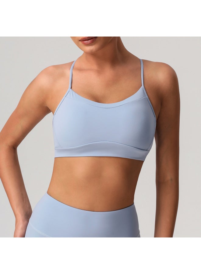 European And American Style Naked-feel Quick-drying Push-up Yoga Bra With Beautiful Back Design, Shockproof Sports Bra, Running Fitness Vest With Removable Pads