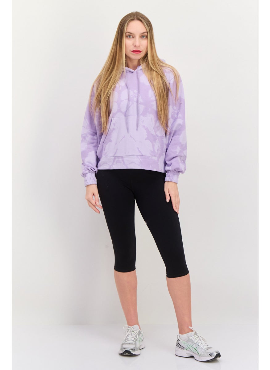 Levi's - Women Allover Print Long Sleeves Hooded Sweatshirt, Lavender - Image 1