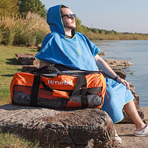 Hiturbo Mesh Dive Duffel Bag: Scuba Gear Bags for Diving, Snorkeling, Freediving and Swimming - 60L Travel Beach Pool Water Sports Equipment Bag with Shoulder Strap - Orange - Image 5