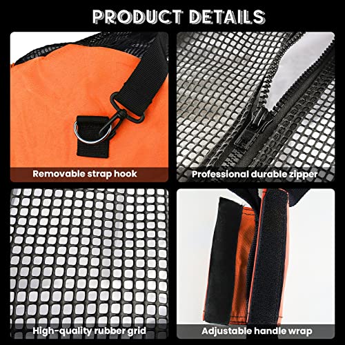 Hiturbo Mesh Dive Duffel Bag: Scuba Gear Bags for Diving, Snorkeling, Freediving and Swimming - 60L Travel Beach Pool Water Sports Equipment Bag with Shoulder Strap - Orange - Image 3