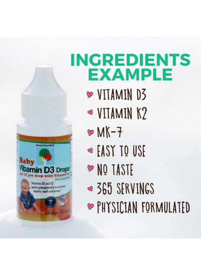 Raise Them Well Vitamin D And K Drops For Bone And Teeth Health 365 Servings 0.36 Fl/Oz - Image 5