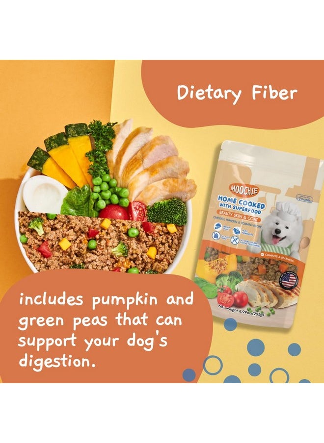 MOOCHIE MOOCHIE Home Cooked Superfood Wet Dog Food - Beauty Skin & Coat - Chicken, Pumpkin & Tomato - No Artificial Flavors or Preservative - 6 x 9 oz Pouch  - Image 4