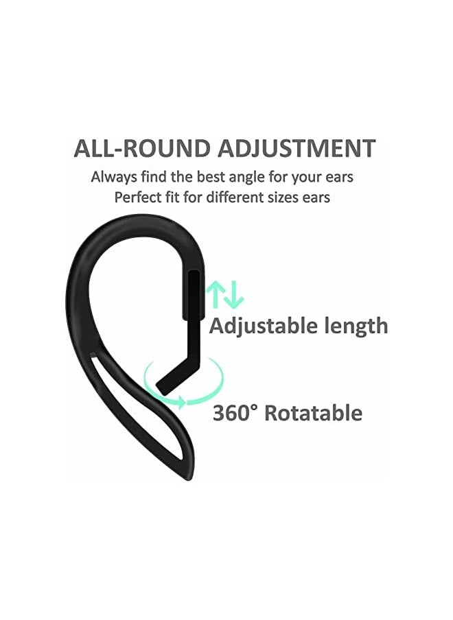 Delfino - Transparent Ear Hooks Compatible For Air Pods Pro 360° Rotation Adjustable Flexible Anti Slip Anti Lost Sport Outdoor Replacement Earhooks Holder For Air Pod Pro Multi Dimensional Adjustable Black - Image 1