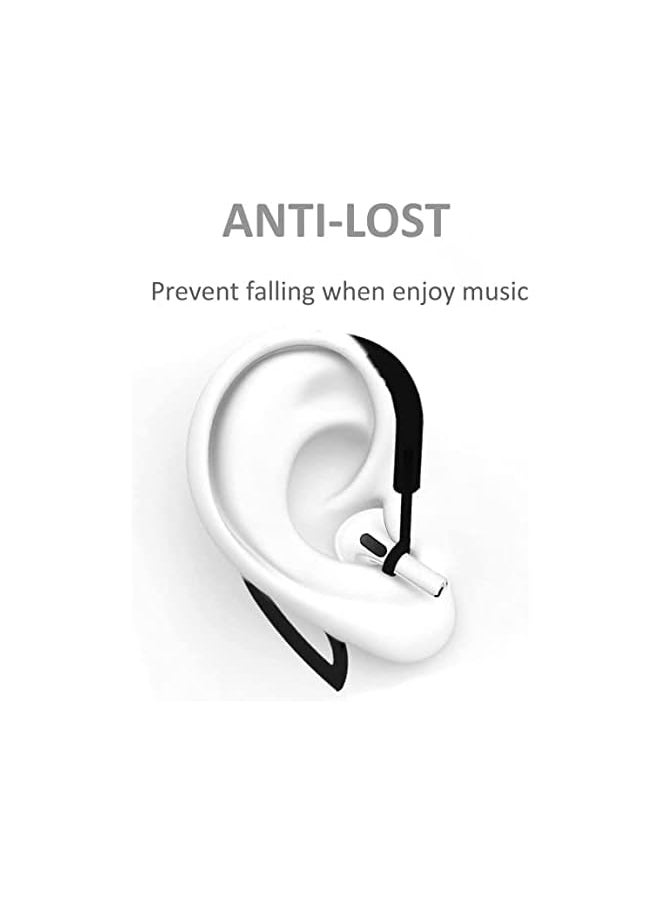 Delfino - Transparent Ear Hooks Compatible For Air Pods Pro 360° Rotation Adjustable Flexible Anti Slip Anti Lost Sport Outdoor Replacement Earhooks Holder For Air Pod Pro Multi Dimensional Adjustable Black - Image 1