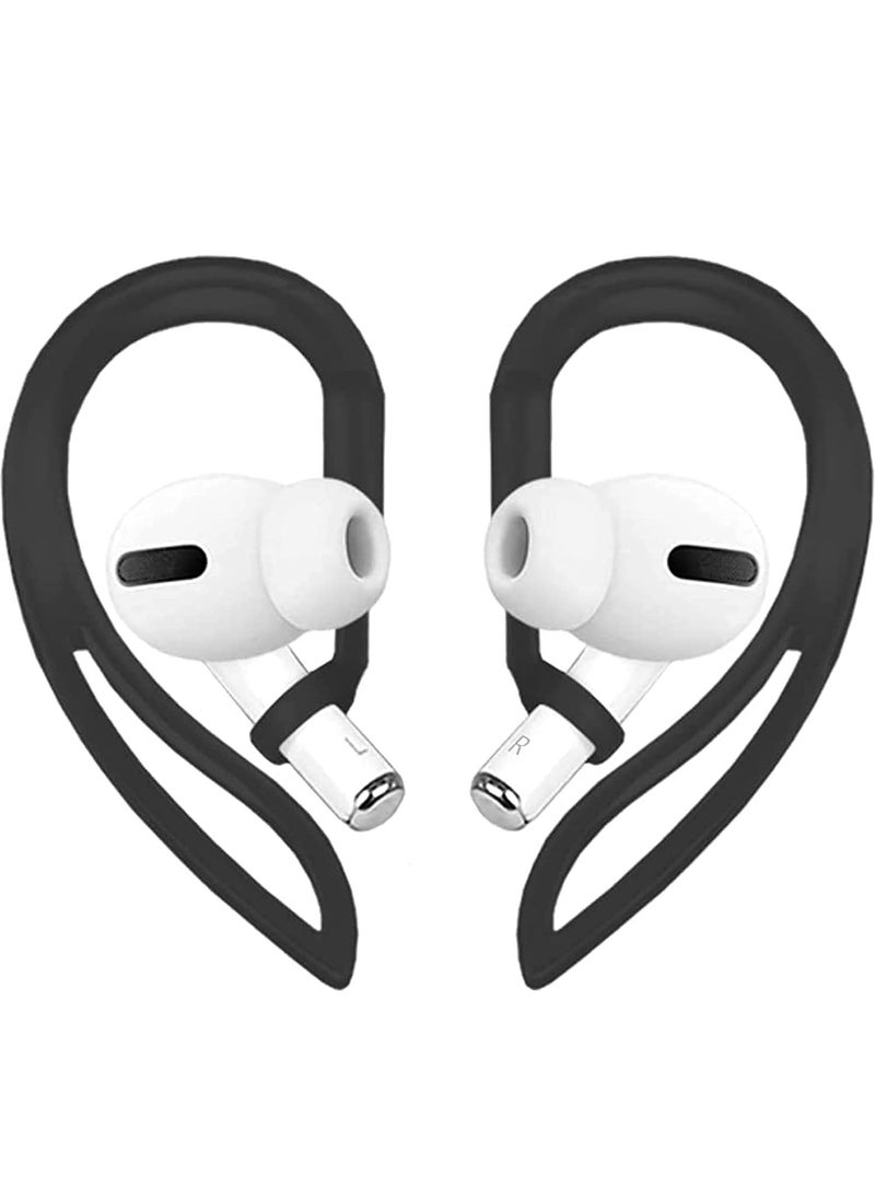 Delfino - Transparent Ear Hooks Compatible For Air Pods Pro 360° Rotation Adjustable Flexible Anti Slip Anti Lost Sport Outdoor Replacement Earhooks Holder For Air Pod Pro Multi Dimensional Adjustable Black - Image 1