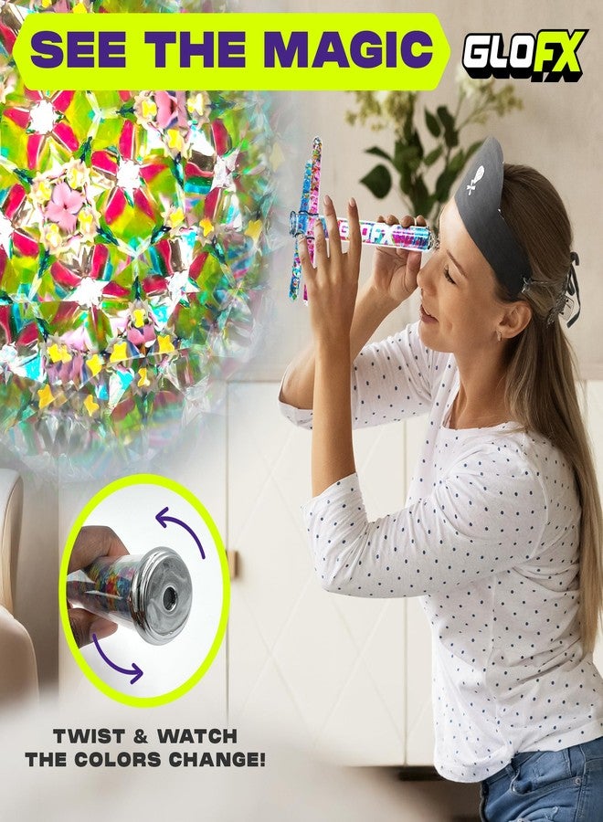 جلو اف اكس لعبة GloFX Rainbow Tie Dye Liquid X Kaleidoscope Tube Toy - عصا جليتر مزدوجة (وردي وأزرق) - تتضمن منظارًا وعصي وفواصل - لعبة حسية للأعمار من 15 عامًا فما فوق - Image 4