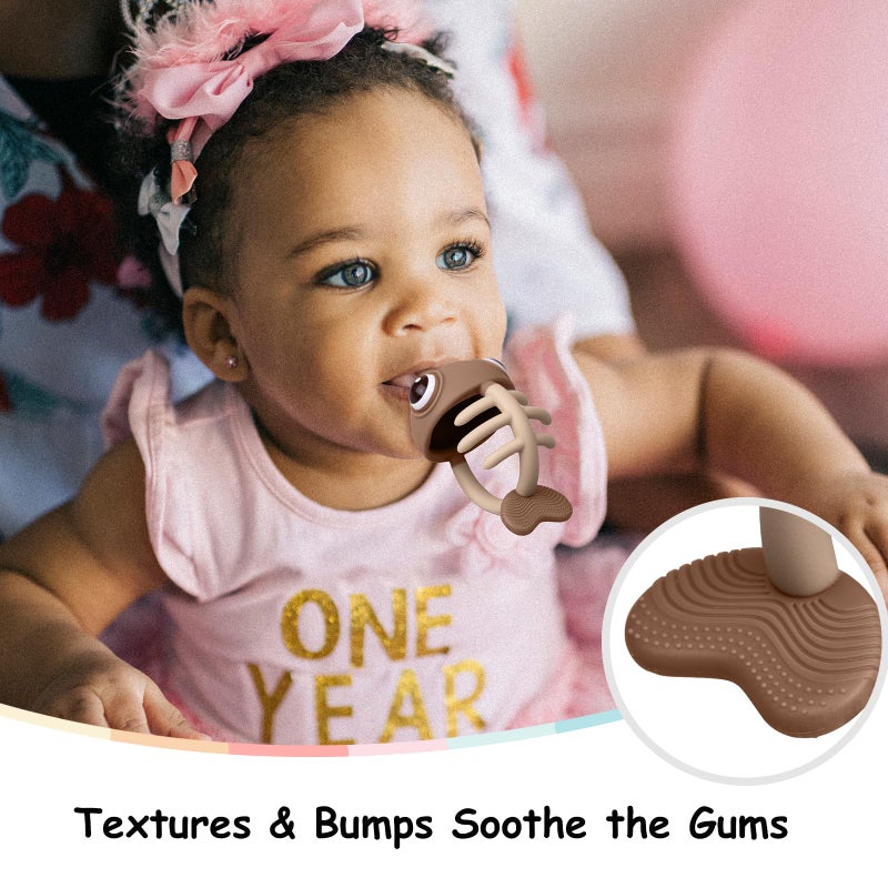 Mombella Baby Teething Toys for 3 Months Up with Pacifier Clip, Mombella Clownfish Teether for Babies 6 to 12 Months, Soft Silicone Infant Chew Toy for Months Old, Baby Shower Gifts for Boys Girls, Tanned - Image 3