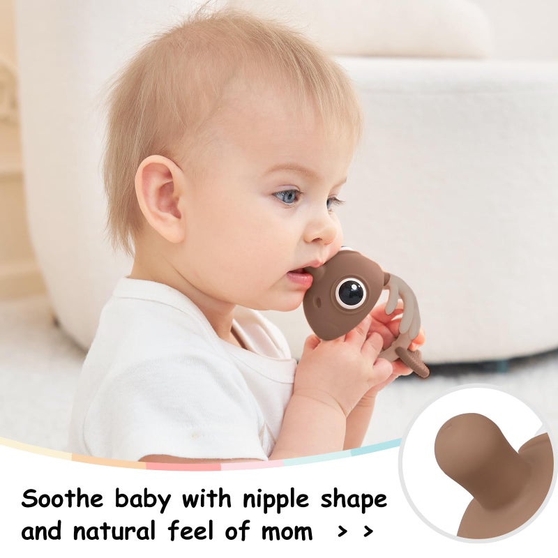 Mombella Baby Teething Toys for 3 Months Up with Pacifier Clip, Mombella Clownfish Teether for Babies 6 to 12 Months, Soft Silicone Infant Chew Toy for Months Old, Baby Shower Gifts for Boys Girls, Tanned - Image 2