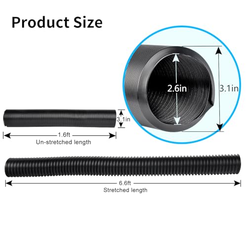 Prestantious Extra Extension Flexible Pipe for Ours 31 OD Downspout Extender 26 inches ID 31 inches OD Stretched Length 66ft Black - Image 3