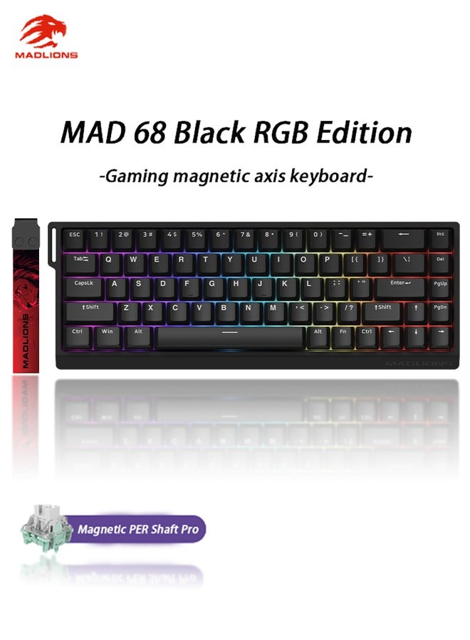 MADLIONS Mad68 HE RGB Mechanical Keyboard Magnetic Switch Hot Swap 8000hz 0.02mm FPS Gaming Keyboard with Adjustable Actuation, Rapid Trigger Mode, Hall Effect Switches, for PC/Mac, Black Portable Birthday Holiday Gift - Image 1