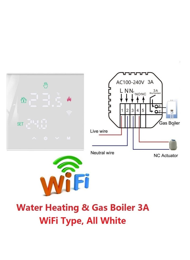 Excefore - Smart Thermostat, Programmable Temperature Controller, Support WiFi connection and touch screen, for Electric Heating/Gas Boiler, Save Energy and Costs (White) - Image 1