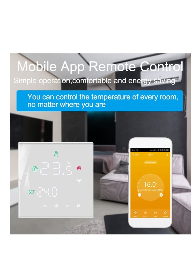 Excefore - Smart Thermostat, Programmable Temperature Controller, Support WiFi connection and touch screen, for Electric Heating/Gas Boiler, Save Energy and Costs (White) - Image 1