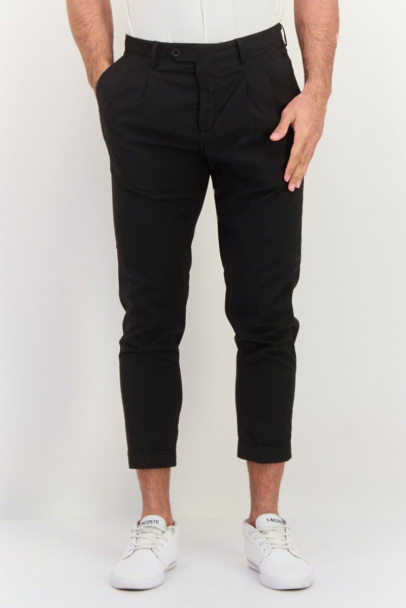 Sorbino Men Regular Fit Plain Cropped Pants, Black  - Image 1