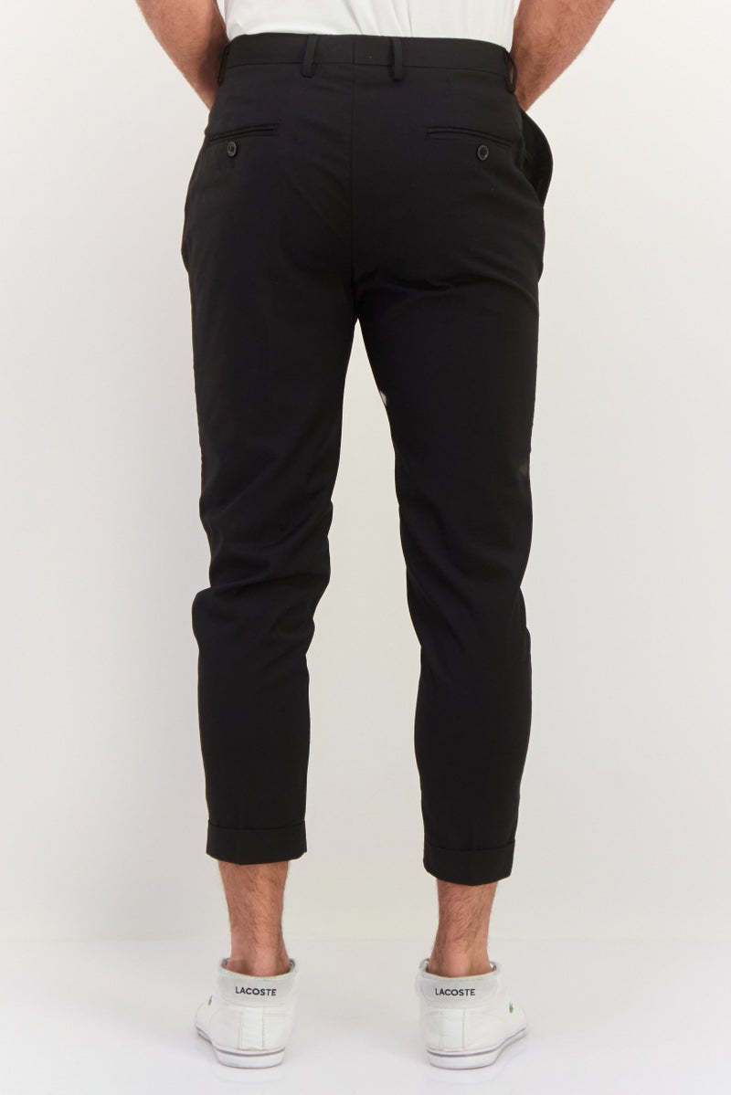 Sorbino Men Regular Fit Plain Cropped Pants, Black  - Image 3