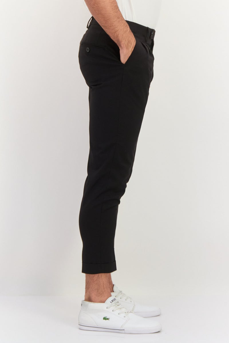 Sorbino Men Regular Fit Plain Cropped Pants, Black  - Image 2
