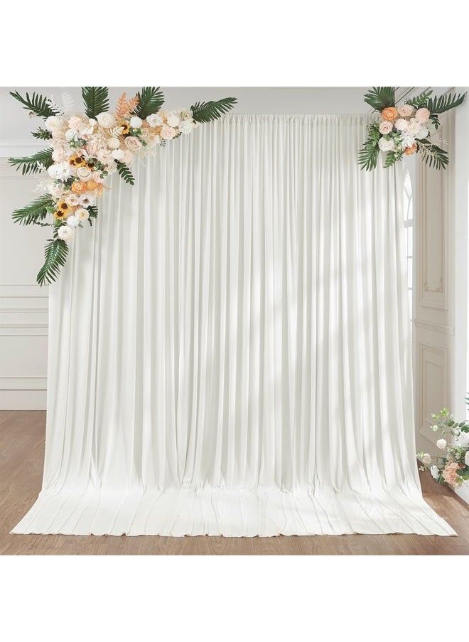NSSONBEN - 10ft x 10ft Ivory Wrinkle Free Thick Fabric Backdrop Curtain Drapes Ivory Backdrop Panels Background for Wedding Birthday Baby Shower Party - Image 1