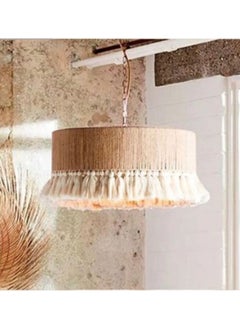Tekno Trust 40 X 80 Rustic Pendant Drum Wicker Jute Rope Wrap Macrame Chandelier Night Tassel Wired Socket Bohemian Ayd  - Image 4