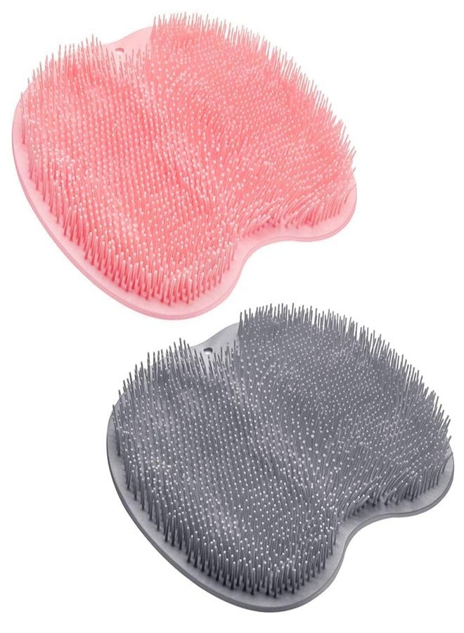Trendy Styler 2PACK Shower Foot & Back Scrubber Mat with Suction Cups - Wall-Mounted Silicone Exfoliating Foot Brush & Back Washer for Dead Skin Removal - Bath Massage Cushion Pad for Men & Women (Multicolor) - Image 1
