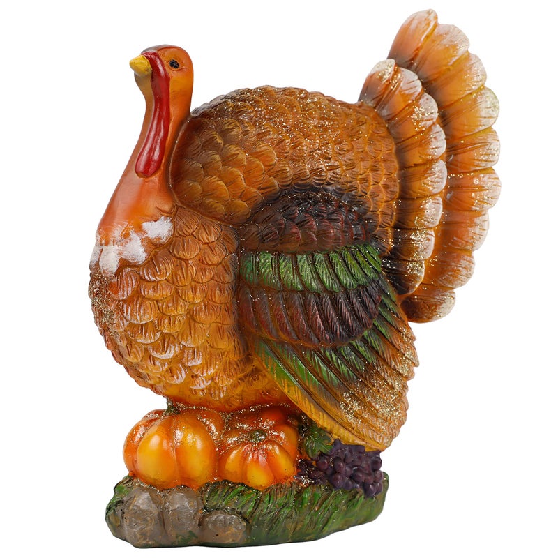 winemana Thanksgiving Table Decorations Resin Turkey with Pumpkin HandPainted Fall Figurine Centerpiece for Home Kitchen Office Harvest Day Decor