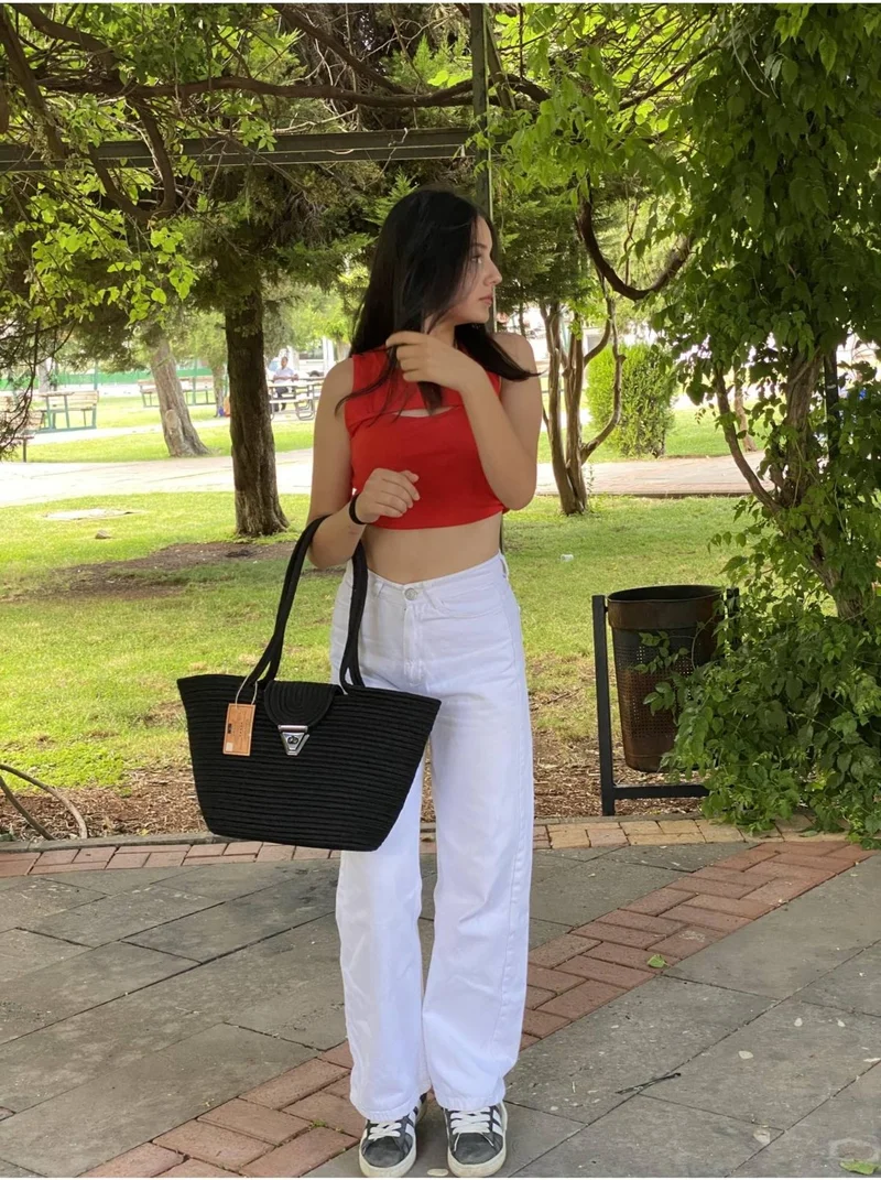 BDZ Deri Jute Straw Look Handbag Beach Bag Shoulder Bag