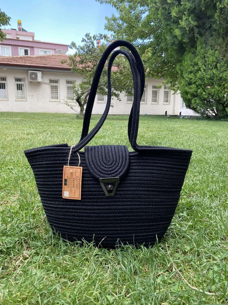 BDZ Deri Jute Straw Look Handbag Beach Bag Shoulder Bag