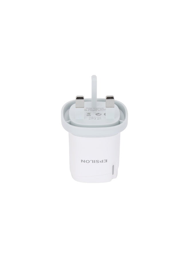 Epsilon Epsilon Wall Charger- Dual USB Ports, 2.1A Max Current/ Smart Charging with Protection Features, Indicator Light/ Low Power Consumption, Compact and Durable | EPSWC242 | White - Image 2