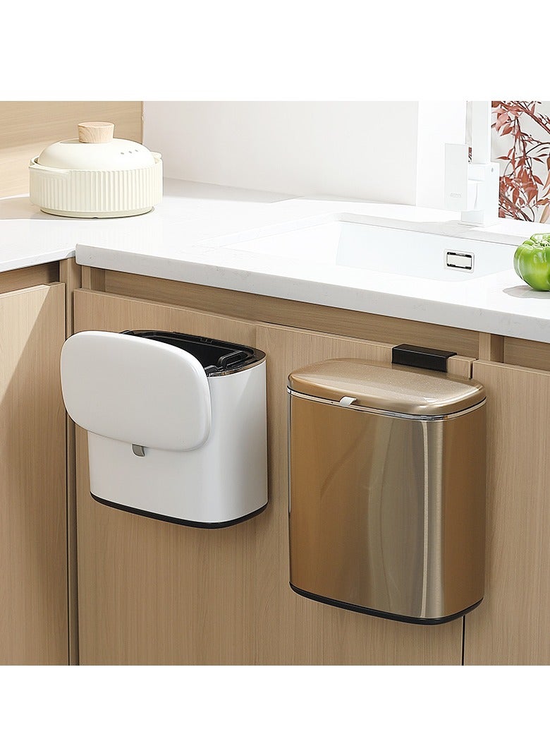 الفولاذ المقاوم للصدأ سلة المهملات ، مع غطاء داخل سلة المهملات ، 5L مطبخ سلة المهملات المستخدمة في أعلى الجدول ، بالوعة أو الجدار شنقا ، خزانة ، حمام ، غرفة نوم سلة المهملات - Image 3