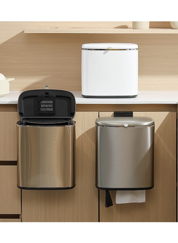 الفولاذ المقاوم للصدأ سلة المهملات ، مع غطاء داخل سلة المهملات ، 5L مطبخ سلة المهملات المستخدمة في أعلى الجدول ، بالوعة أو الجدار شنقا ، خزانة ، حمام ، غرفة نوم سلة المهملات - Image 4