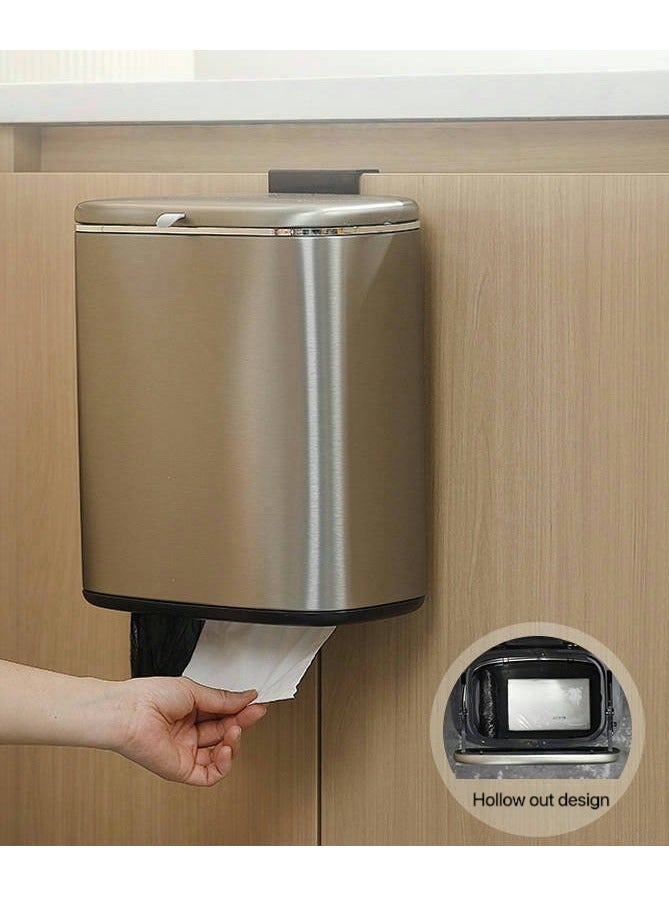 الفولاذ المقاوم للصدأ سلة المهملات ، مع غطاء داخل سلة المهملات ، 5L مطبخ سلة المهملات المستخدمة في أعلى الجدول ، بالوعة أو الجدار شنقا ، خزانة ، حمام ، غرفة نوم سلة المهملات - Image 5