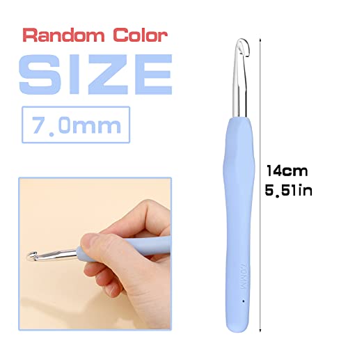 QMNNMA 7 mm Crochet Hook, Ergonomic Handle for Arthritic Hands, Extra Long  Knitting Needles for Beginners and Crocheting Yarn (7 mm) - Image 2