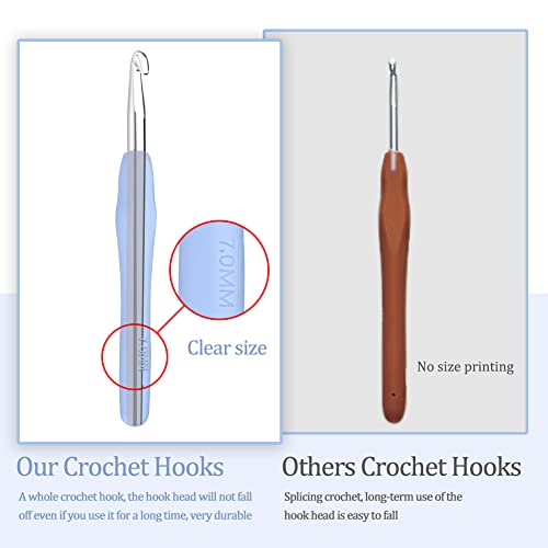 QMNNMA 7 mm Crochet Hook, Ergonomic Handle for Arthritic Hands, Extra Long  Knitting Needles for Beginners and Crocheting Yarn (7 mm) - Image 3