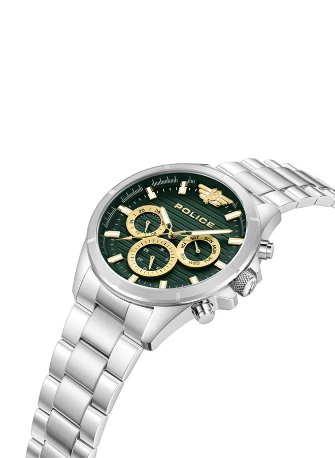 بوليس POLICE - Raho Watch For Men Green Dial With Silver Bracelet