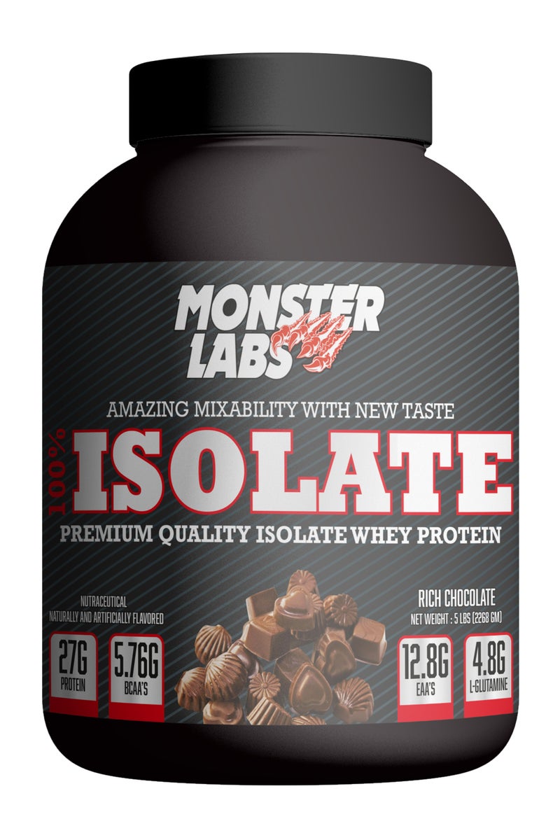 Monster Labs 100% Isolate 5 lbs - Premium Quality Isolate Whey Protein (Rich Chocolate) - Image 1