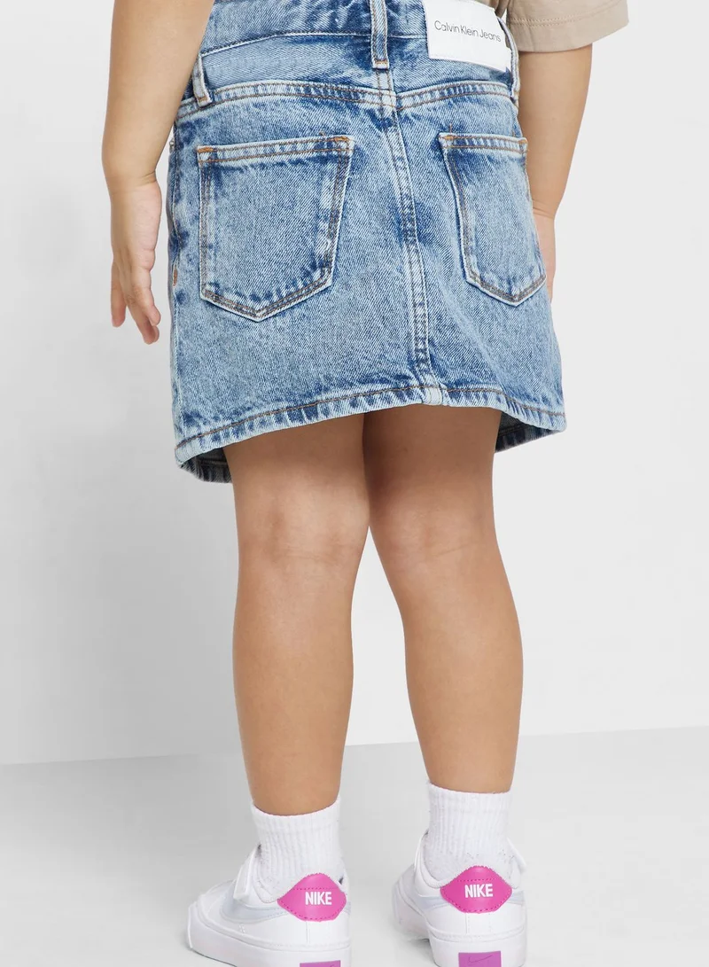 Calvin Klein Jeans Kids Light Wash A Line Denim Skirt