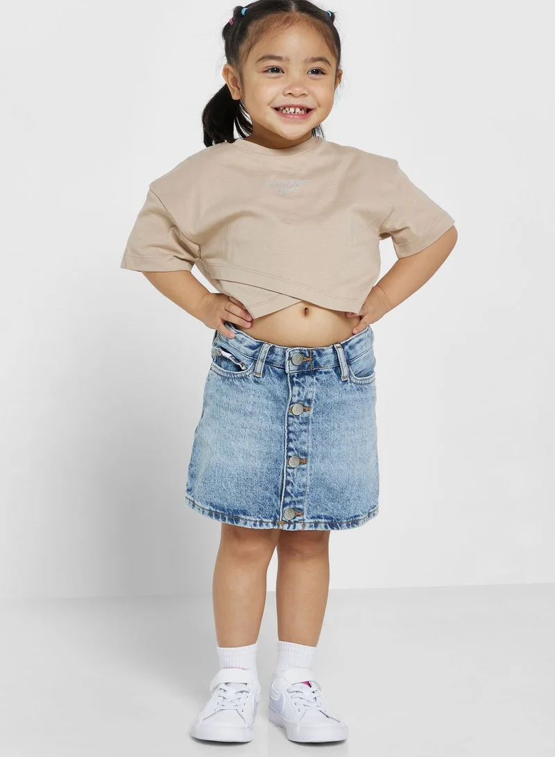 Calvin Klein Jeans Kids Light Wash A Line Denim Skirt