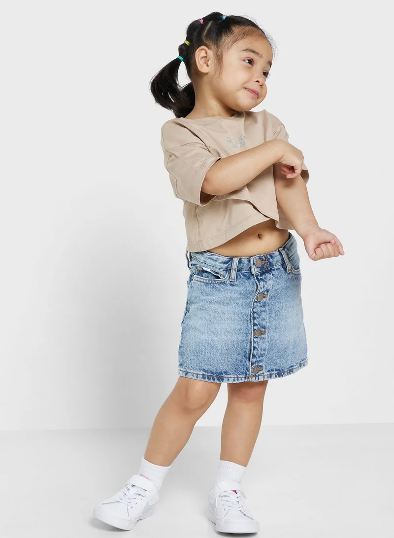 Calvin Klein Jeans Kids Light Wash A Line Denim Skirt