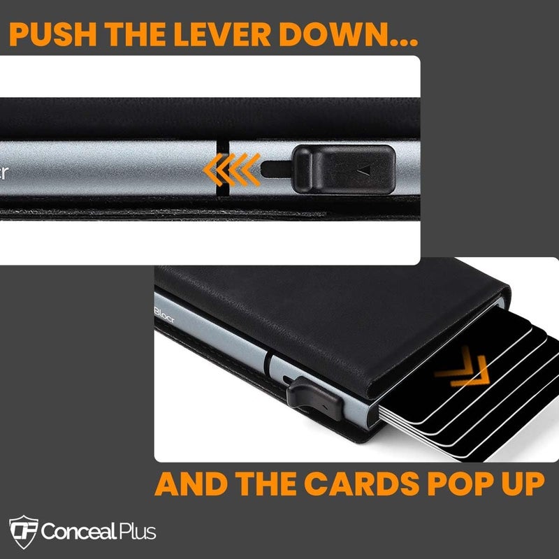 Conceal Plus Smart Pop Up Wallet for Men | RFID Blocking Minimalist Slim Wallet with Card Ejector | PU Leather Front Pocket Wallet | Compact Travel Card Holder for 4-6 Cards & Cash - Image 3